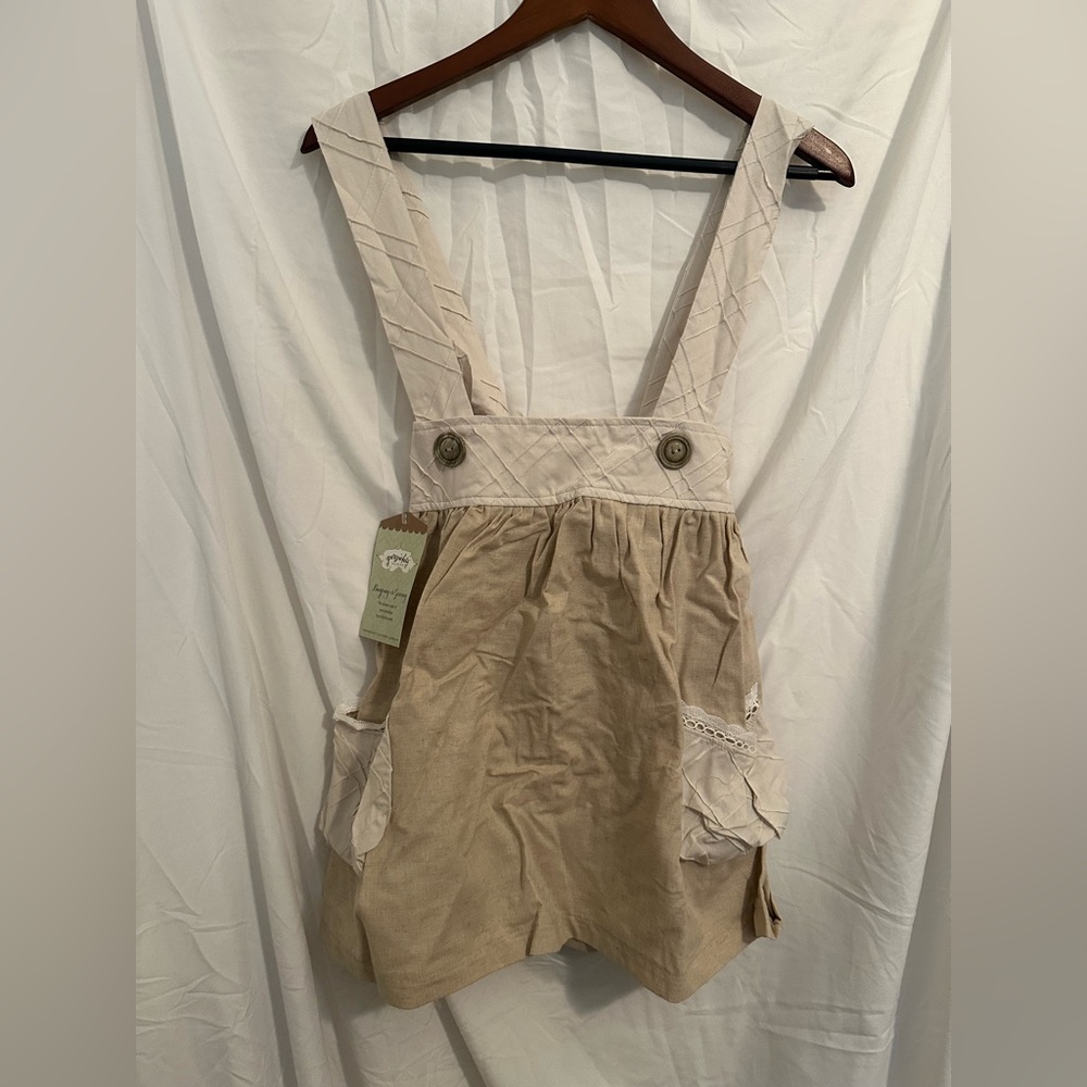 Persnickety Cream and Tan Skirt with Suspenders